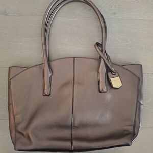 Kate Landry Metallic Pewter Tote Bag